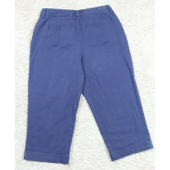 ST JOHN'S BAY Pants Women's Straight Leg Crop Stretch Med Rise Solid Blue 6 - Picture 8 of 11